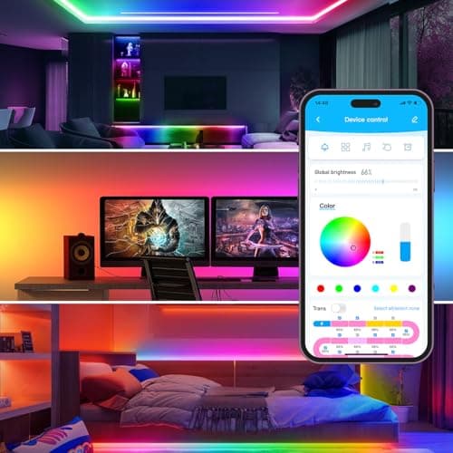 dalattin BGRIC Led Lights for Bedroom, 100ft 5050 LED Strip with DIY Multiple Colors, Work with Alexa&Google Assistant, Remote & App Control, Color Changing, Music Sync for Chrismas Holiday Decor view 5