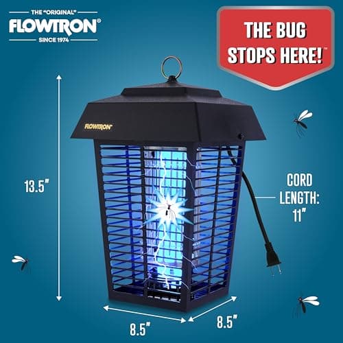 Flowtron Electric Bug Zapper, 1 Acre Outdoor, 40W UV, 5600V Zap, Black | Protects yards, patios, and farms - octenol lure attracts and helps eliminate mosquitoes, flies, and gnats - UL listed view 3