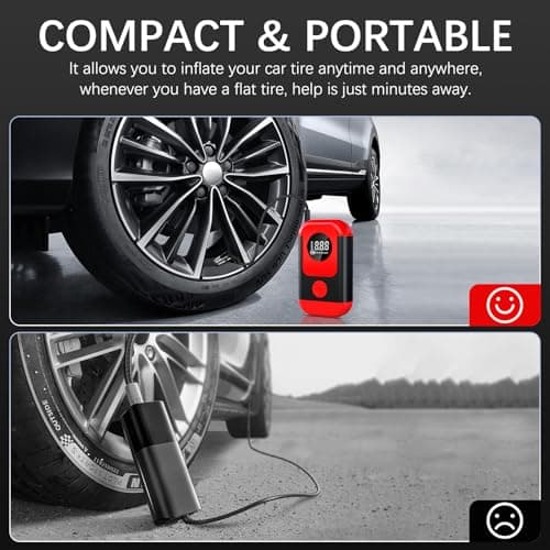 ApexNexus Tire Inflator Portable Air Compressor & Car Jump Starter, Cordless Air Pump with LED Light & Pressure Gauge for Auto,Motorcycles,Bikes,Balls. view 5