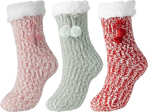 BenSorts Women Non Slip Winter Thick Slipper Socks with Grippers Warm Fuzzy Socks Christmas Gifts — image 1