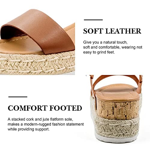 Athlefit Women's Espadrilles Sandals Ankle Strap Buckle Wedge Sandal Open Toe Studded Platform Sandals view 4