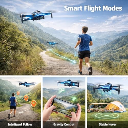Drone with Camera 1080P with Brushless Motor Mini Drone for Beginner, Long Fly Time, One Key Start, Headless Mode, 2 Batteries, RC Quadcopter Helicopter Toy Gifts for Teen Boys and Girls (White) view 4