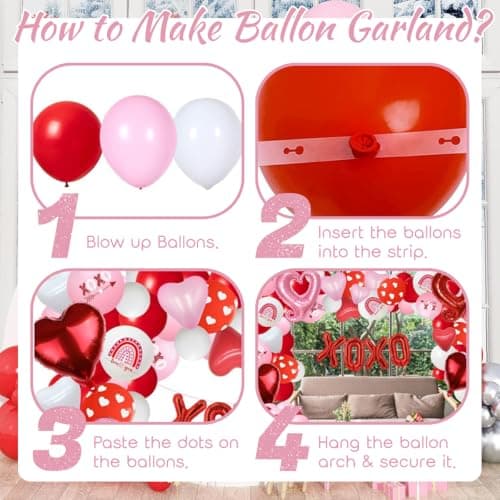 320pcs Pink Red Balloon Arch Kit, Glazeal 120pcs Balloons Garland Arch Kit with 200pcs Petals and Tools for Women Girls Mother's Wedding Engagement Anniversary Party Decoration Supplies view 6