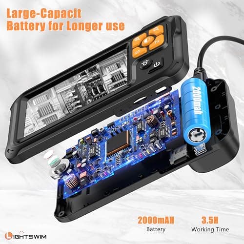 Industrial HD Digital Borescope, Lightswim 1080P 4.3" IPS Endoscope Inspection Camera with Handheld IP67 Waterproof Snake Sewer with 8 LED Lights 16.5ft Semi-Rigid Cable view 6