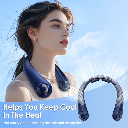 AUIIAH Portable Lightweight Neck Fan with Neck Support, Birthday Gifts for Men Women Dad Mom, Rechargeable Personal Wearable Cooling Neck Fans for Hot Flashes, Disneyland, Travel, Camping Essentials view 4