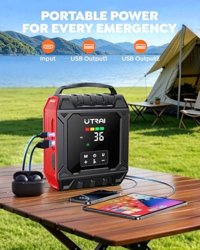 UTRAI 8000A Jump Starter with Air Compressor 160PSI,All Gas/12L Diesel, Red | Car Battery Jumper Starter, 1000LM Detachable Light, Portable Car Jump Starter, Tire Inflator, Tire Repair Kit, Power Bank view 6