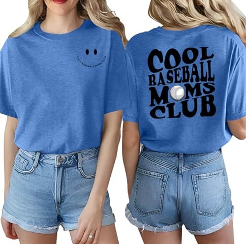 PICKID Baseball Mom Shirt Women Cool Baseball Moms Club T Shirt Graphic Baseball Mom Gift Tee Game Day Baseball Tops view 2