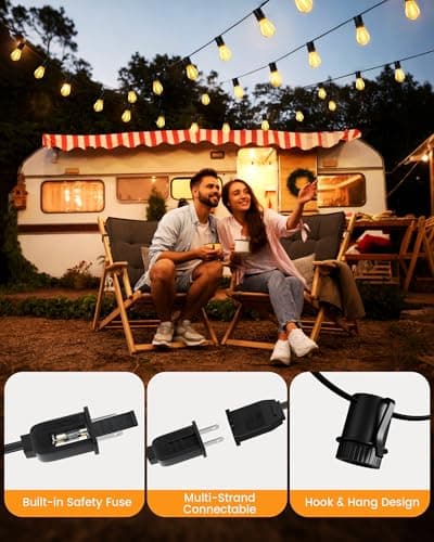 Torkase Outdoor String Lights 120FT S14 Patio Light 30+2 S14 Edison Bulbs 2200K Waterproof Connectable Dimmable Hanging Lights for Cafe Deck Party view 4