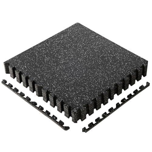 Sweetcrispy Interlocking Rubber Floor Tiles, Gym Flooring for Home Gym Mat 1/2 Inch Thick, Rubber Mats for Floor, Garage, Workout Space, Non-Slip, 6pcs