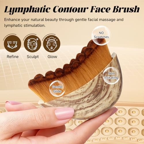 Trazzo Lymphatic Contour Face Brush, Dry Facial Brush for Lymphatic Drainage – Soft Bristles for Face Sculpting, Puffiness Reduction & Natural Glow view 6