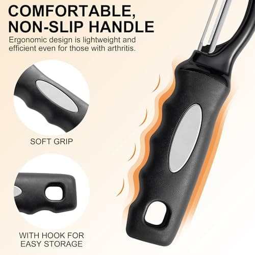 Premium Swivel Vegetable Peeler, Soft Grip Handle and Ultra Sharp Stainless Steel Blades - Perfect Kitchen Peeler For Veggie, Fruit, Potato, Carrot, Apple - Black - Set of 2 view 5