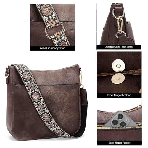 GEMIU Crossbody Bags for Women Hobo Travel Work Crossbody Purse with Adjustable Wide Strap view 3