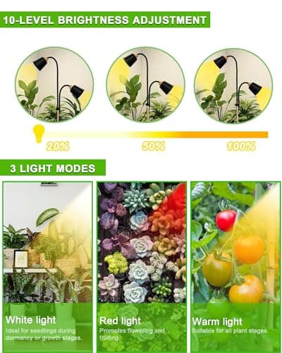 Arikashin Standing Plant Grow Light, LED Growing Light Full Spectrum for Indoor Plants，4/8/12H Timer, 10-Level Brightness,Flow Grow Light for Tall Large Indoor Plants view 2