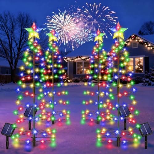 24" Spiral Solar Christmas Tree Outdoor Decorations 4 Pack — image 1