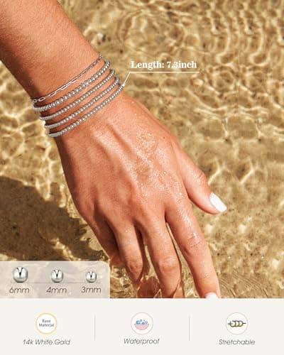 shownee Gold Beaded Bracelet for Women 14K Gold Plated Bracelets Gold Stretch Bead Ball Bracelets Hypoallergenic Stackable Bracelet Set view 5