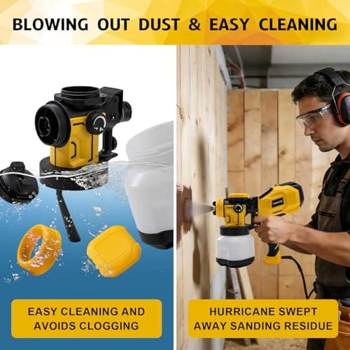 YUNXITR 1200W HVLP Paint Sprayer, High Efficiency Electric Spray Paint Gun with 6 Nozzles, Variable Patterns, 40.58 oz Detachable Container, Easy to Clean for Home Improvement Projects (Yellow) view 3