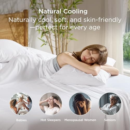 Bedsure White Pillow Cases Set of 2, Cooling Pillow Cases Queen, Rayon Derived from Bamboo Queen Pillowcases, PureWoven Soft Valentines Pillow Covers with Envelope Closure, Gifts, 20x30 Inches view 4