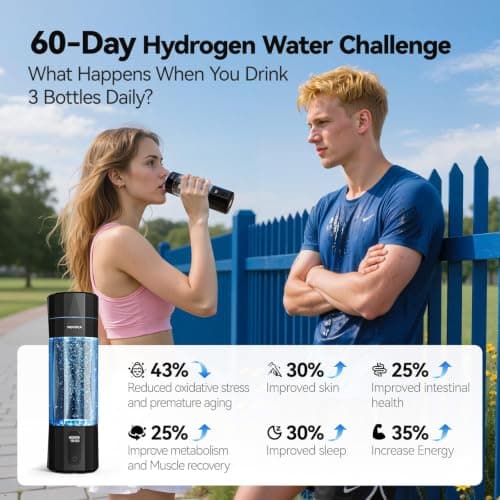 Upgrade Hydrogen Water Bottle, 6400PPB Hydrogen Water Generator (Black) | SPE PEM Tech, 7OZ Food-Grade PC Hydro Water Machine, Health Care Gifts for Husband, Wife, Family, Friends, Travel view 2