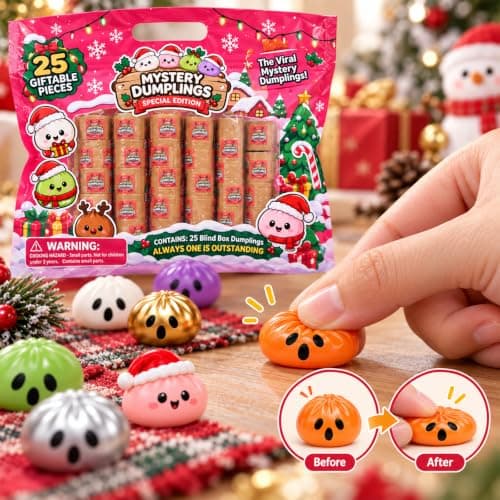 25Pcs Christmas Mini Squishy Party Decorations Dumpling Mystery Box Favors view 6