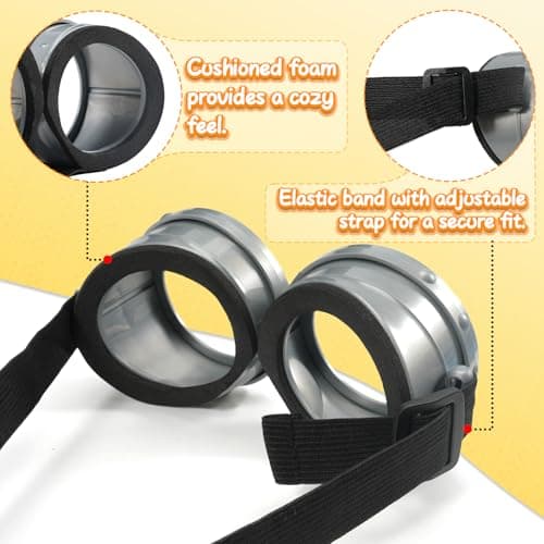 Aursy 3/4/6PCS Halloween Costumes for Men Women Adults, Yellow Beanie, Steampunk Goggles, Black Gloves,Party Cosplay view 3