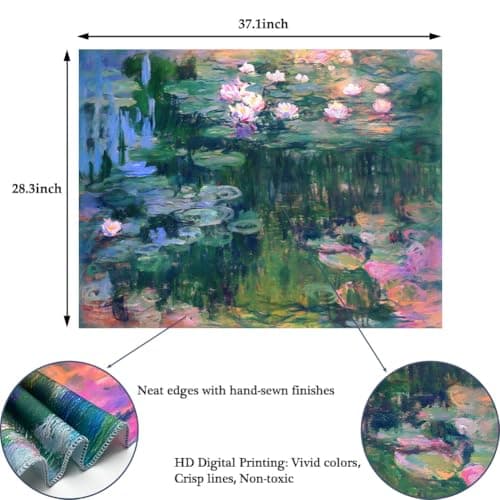 ARTCREATOR Monet Waterlily Wall Tapestry Green Floral Plant for Bedroom, Monet Wall Art Posters for Room Aesthetic, Small Nature Vintage Tapestry for Living Room Dorm (29" x 37")-04 view 7