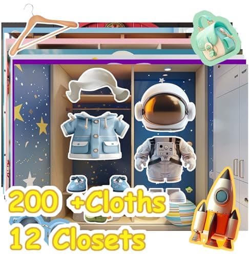 Dino Fun Animal Dress-up Sticker Book for Kids, Reusable Sticker Book for Toddlers 2-4 Years,12 Animals+Over 200 Cloths & Accessories,Sticker Dress up - Removable Sticker Activity Book for Girls view 3