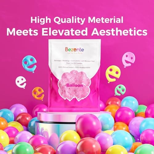 Bezente Assorted Rainbow Latex Balloons, 100 Pack 12 inch Round Helium Bright Color Balloons for Birthday Bridal Shower Wedding Party Decorations view 6