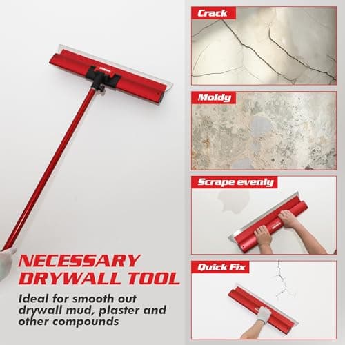 Goldblatt 24 Inch Drywall Skimming Blade, 0.3mm Stainless Steel Blade, Aluminum Body - Rigid Lightweight Drywall Knife with End Caps, Ergonomic Grip, for Mud, Repair Plaster Wall view 4