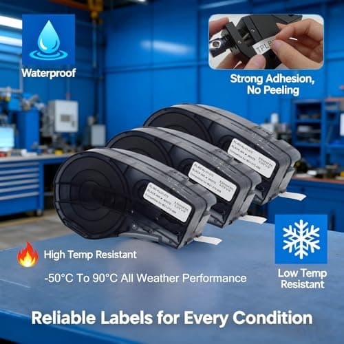 M21-375-499 Nylon Label Tape - M210 Labels for Cable Wire, Compatible with BMP21 Plus BMP21 Lab Printer, Black On White, High Adhesion, High & Low Temperature Resistantance view 4