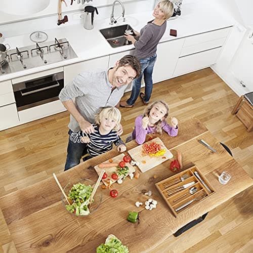 oridom Expandable Bamboo Kitchen Drawer Organizer for Cutlery and Utensils, Adjustable Bamboo Wood Cutlery Tray in Drawer for Flatware and Silverware in Kitchen, (Natural) view 2