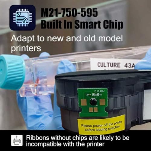 M21-750-595 Vinyl Label Tape with Chip - M210 Labels Compatible with BMP21 Plus BMP21 Lab Printer, Black On White, High Adhesion, High & Low Temperature Resistantance view 3