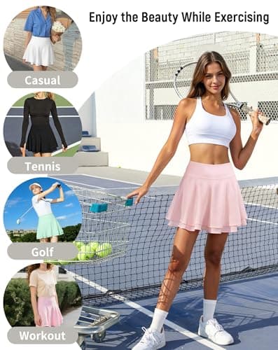 Women's Mini Tennis Skirts with Build-in Shorts Pockets, Y2K High Waisted Athletic Skorts for Golf Workout Casual view 6