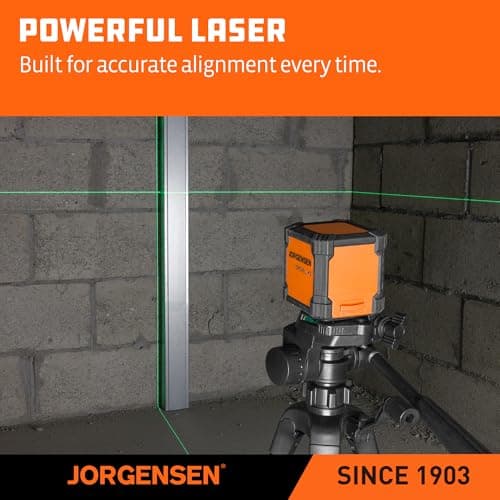 JORGENSEN Laser Level with Tripod, 65 FT Self Leveling Cross Line Laser Leveler Tool with 360° Magnetic Base, Green Laser Level for Picture Hanging, Home Renovation, Indoor Project view 3