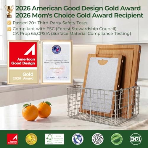 Formaldehyde Free, Glue Free, Bamboo Pure Titanium Cutting Board Set view 6