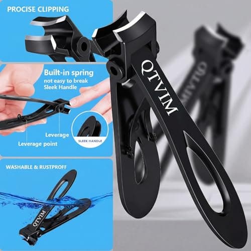 Toenail Clippers for Thick Nails for Men Seniors|3 Pack Ergonomic Long Handle Angled Head Toe Nail Clippers with Catcher|Premium Steel Wide Opening Fingernail Clipper-Heavy Duty Nail Clipper for women view 4