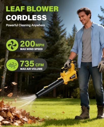 Leaf Blower Cordless, Powerful Blowers for Blowing Leaves, 6 Speed Modes view 2