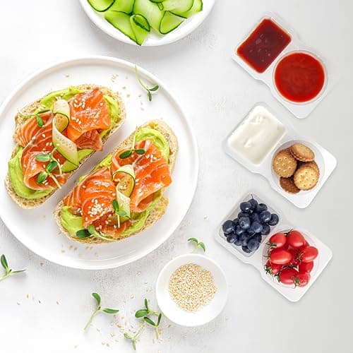 Pure Future 20-Pack 2-Compartment Snack Containers with Lids (40 Pieces) | Reusable Meal Prep Lunch Boxes for Portion Control, Microwave Safe Snack Pack, Ideal for Office, Gym, Travel Use view 3
