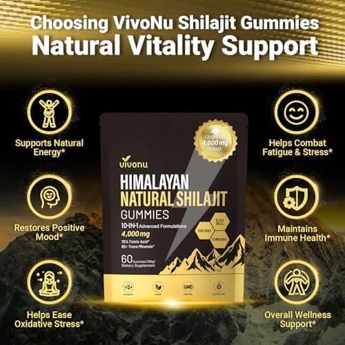 VivoNu Shilajit* Gummies,Pure Himalayan* micronutrient Supplement, Himalayan Premium Ingredient with Shilajit, Ashwagandha, Gokshura, Fulvic Acid & 85+ Trace Minerals I for Men & Women (4000MG/1 Bag) view 7
