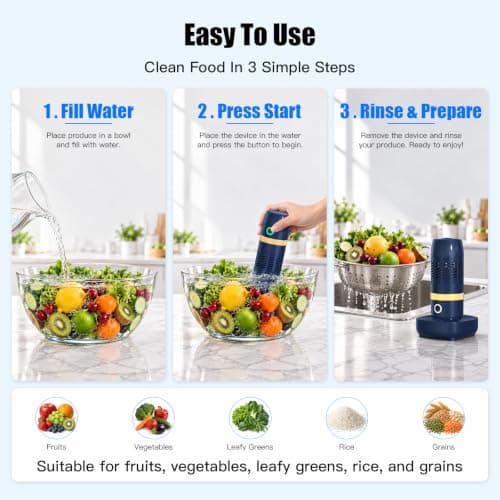 PurePod Produce Cleaner:Wireless Portable Fruit Washer & Rechargeable Fruit Cleaner with OH-ion Purification Technology, IPX7 Waterproof, Charging for Cleaning Fruits, Vegetables and Daily Food view 3