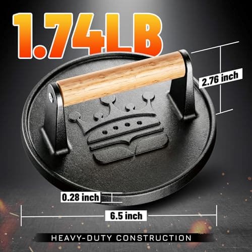 6.5" Smash Burger Press 20pc Baking Paper Smasher, Gift for Men view 2
