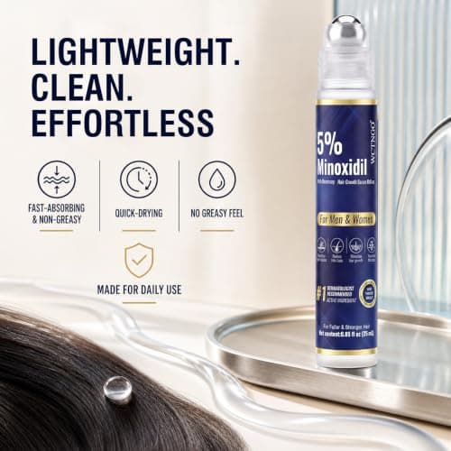 5% Minoxidil Hair Growth Serum Roll-On for Men & Women, Scalp Applicator for Hair Regrowth Treatment with Rosemary & Biotin, Fast-Absorb Herbal Blend, Non-Greasy, Easy Dosage Control, 3pack（2.6oz) view 5