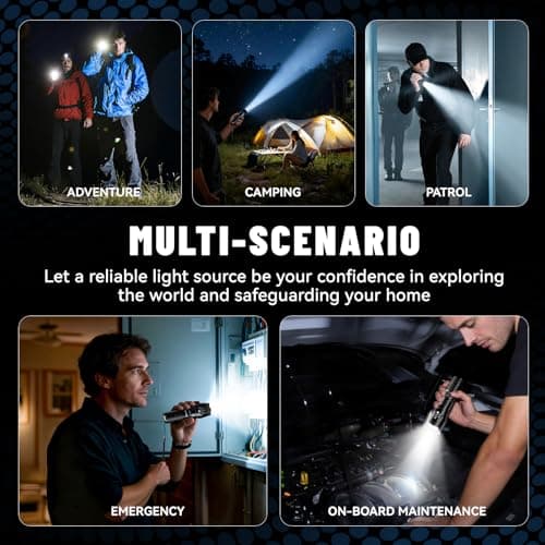 VIBELITE LED Flashlight High Lumens, 5 Modes Zoomable Waterproof Tactical Flashlight for Hiking, Camping Emergency, Cool Gadget Birthday Gifts for Men, Him, Teen Boys, Husband, Gifts for Dad, 2 Pack view 6