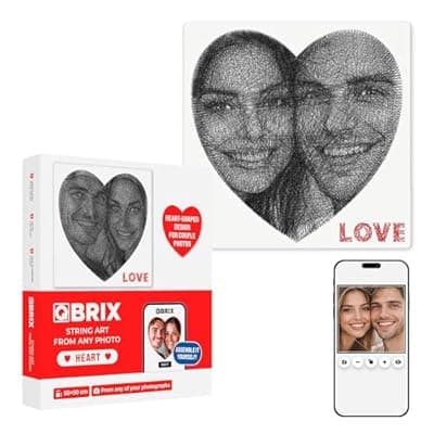 QBRIX Custom String Art Kit for Heart Shaped Couple Portrait | DIY Craft Kit for Adults for Handmade Home Décor Creation | All-in-One Photo String Art Maker