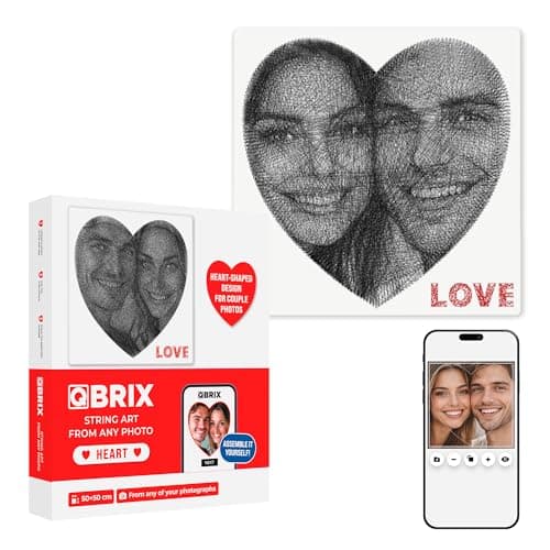 QBRIX Custom String Art Kit for Heart Shaped Couple Portrait | DIY Craft Kit for Adults for Handmade Home Décor Creation | All-in-One Photo String Art Maker — image 1