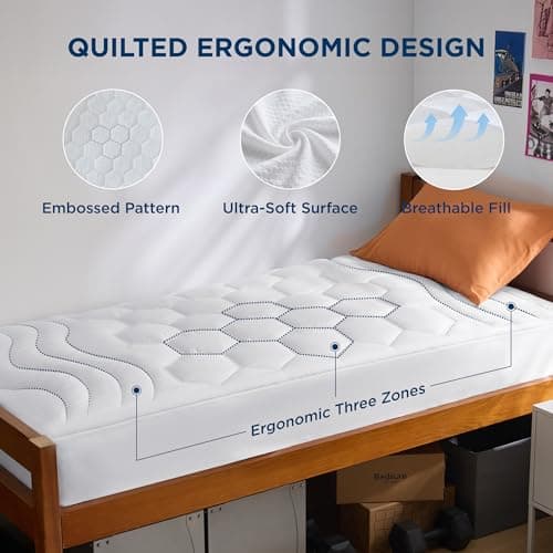 Bedsure Twin XL Mattress Pad, Mattress Topper with 8-21 Inches Deep Pocket | Good Housekeeping Seal, for College Dorm Room Essentials, Extra Long Twin Quilted Fitted Bed Protector, White, 39x80 Inches view 2
