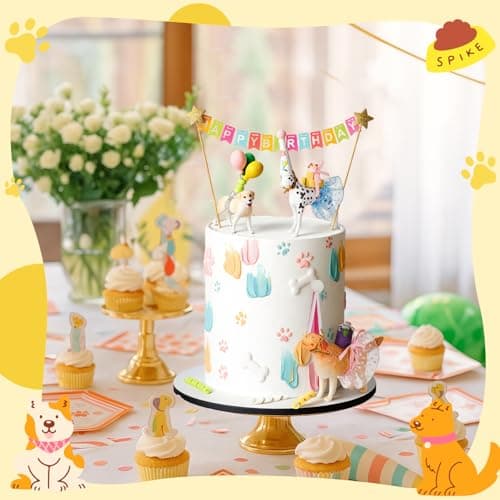 Gemscream 39 Pcs Dog Cake Toppers Party Animal Cake Decorations Puppy Figures with Hats Mini Balloons for Birthday Pet Theme Party view 6