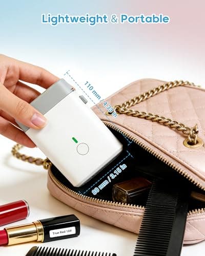 ORGBRO Label Maker Machine with Tape, Portable Bluetooth Label Printer for Home Office Organization, Support Pre-Cut & Continuous Labels, Inkless Thermal Small Labeler for School Kitchen, DX1-White view 5