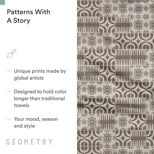 GEOMETRY Spring Kitchen Towels - Quick Dry Microfiber Cloth Spring & Summer Dish Towels for Kitchen Drying - Premium Quick Dry Towel - Sandy, 18" x 30" - 1-Pack view 7