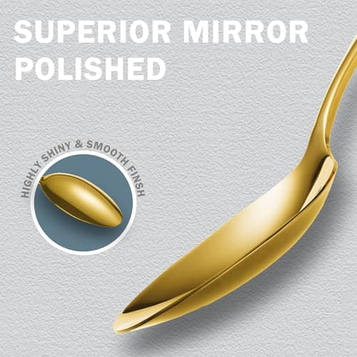 Runfly 20 Piece Hammered Gold Silverware Set, 18/10 Stainless Steel Flatware Set, Modern Kitchen Utensil Set Service for 4, Tableware Set, Cutlery Set Including Fork Spoon and Knife view 4