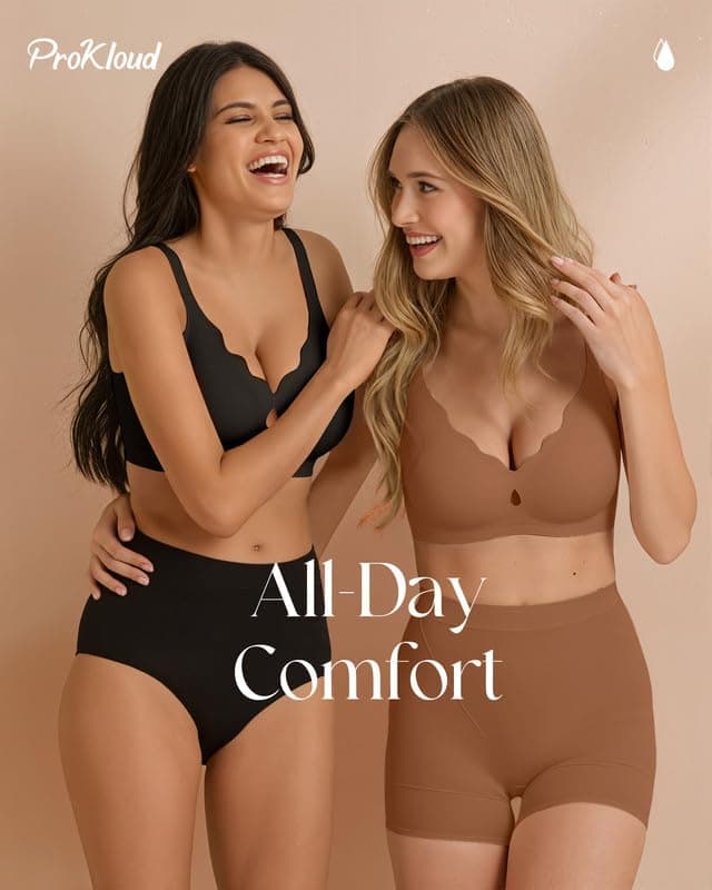 ProKloud Wireless Bras for Women Wave Push Up No Underwire Bralettes Seamless Full Coverage Support Lift Everyday Bra view 6